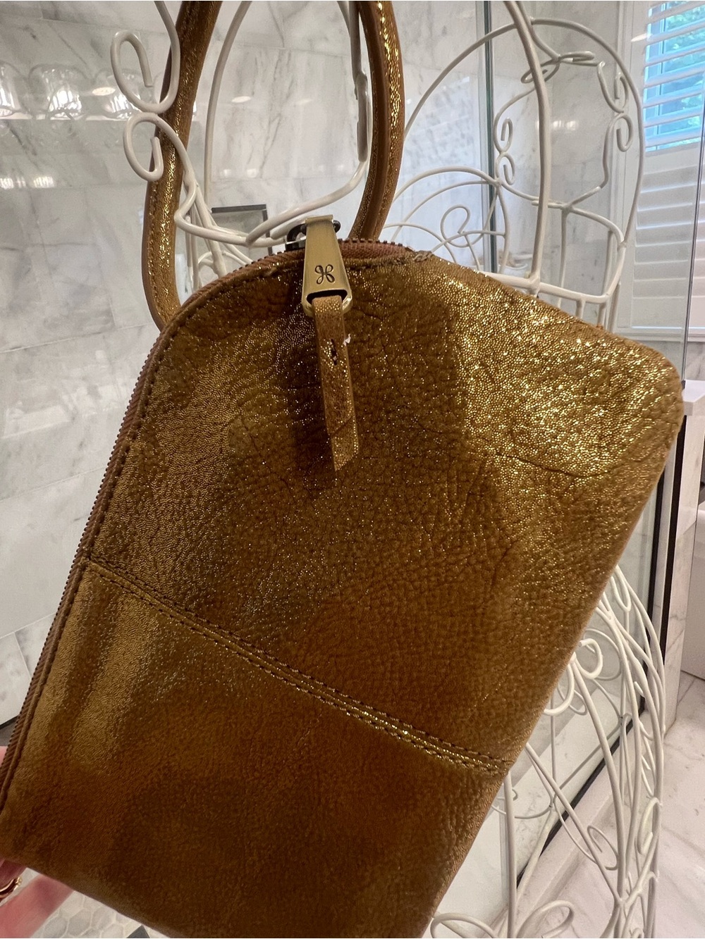 HOBO Metallic Gold Leather Wristlet Bag.  NWOT